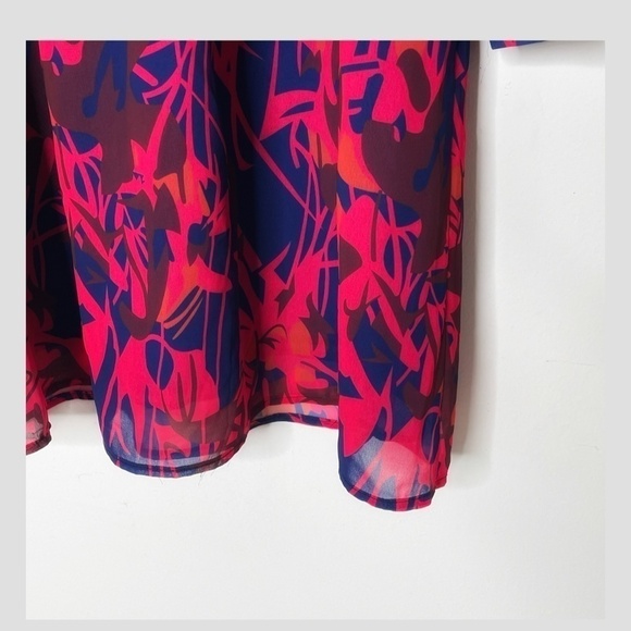 Baluoke Swing Trapeze Mini Dress Floral Long Sleeve Lightweight Lined Size Small - Picture 4 of 9